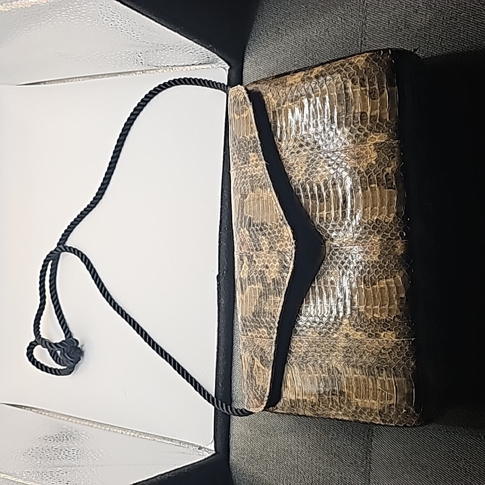 Rare Polly Bergen Vintage Snake Skin Cross body Rope 70s 80s